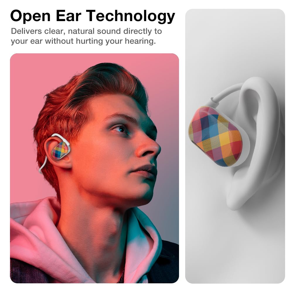 Purity Air Open Ear Headphones - True Air Conduction Wireless Bluetooth Open Ear Earbuds with Dual Mic for iPhone/Android - Secured Long Wearing Comfort, Sports Sweat Resistant (ACPCS151)