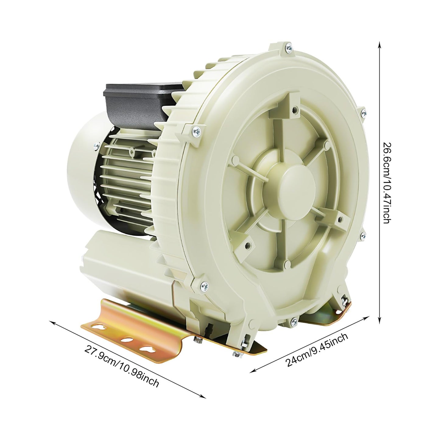 370W Air Pump Blower, 12KPa 2119ft³/H High Pressure Industrial Blower, Aquaculture Vortex Air Blower for Fresh Food Markets Aquariums Restaurants, Low Noise 50-60dB