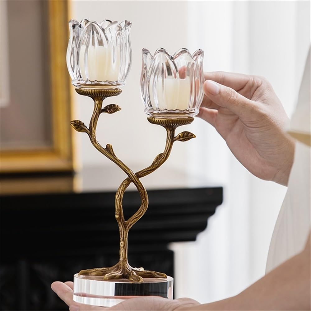 Candlestick Holders Creative Home Brass Crystal Glass Candle Holder Foyer Decoration Aromatherapy Candle Stand Candle Holders