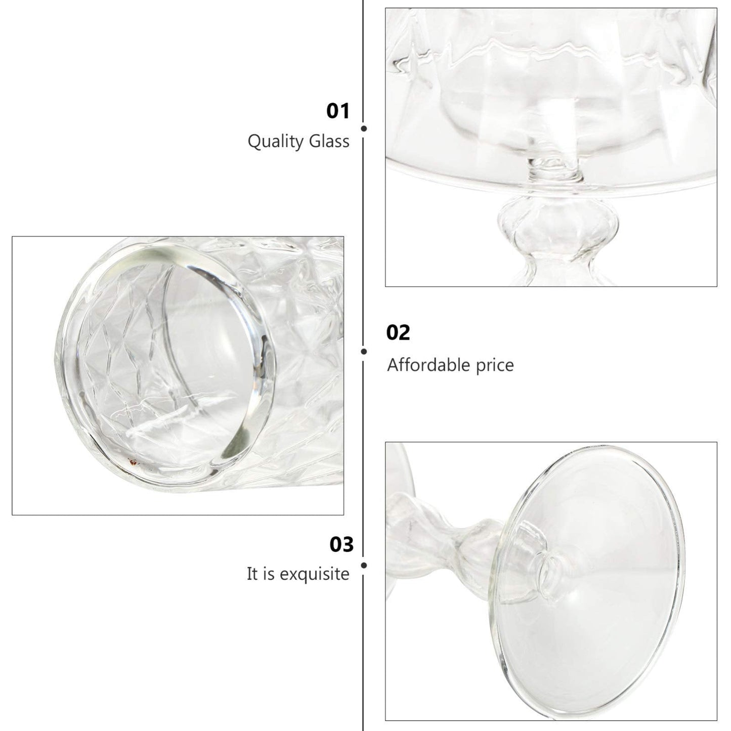 Uonlytech Glass Candlestick 7.48In Decorative Candle Holder for Home Bedroom Office Table Lighting Elegant Household Candle Stand