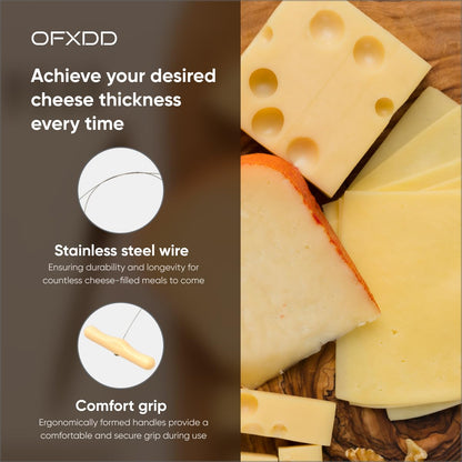 OFXDD Cheese Cutter with Wire - Cheese Slicer Wire 17.7 Inch - Slicers/Strings for Block Cheese with Handles, Stainless Steel, 3 Pcs
