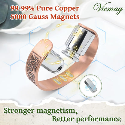 Vicmag Copper Bracelet for Men 9X Strength Magnetic 99% Pure Copper with 5000 Gauss Magnets, Tree of Life Present Box Adjustable(Celtic Tree)