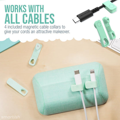 Smartish® Magnetic Cord Holder - Cable Wrangler Organizer with Magnet Clips for Charger Management on Desktop, Nightstand, or Side Table for All Cables, USB-C, Lightning Cables - Lightly Toasted Beige