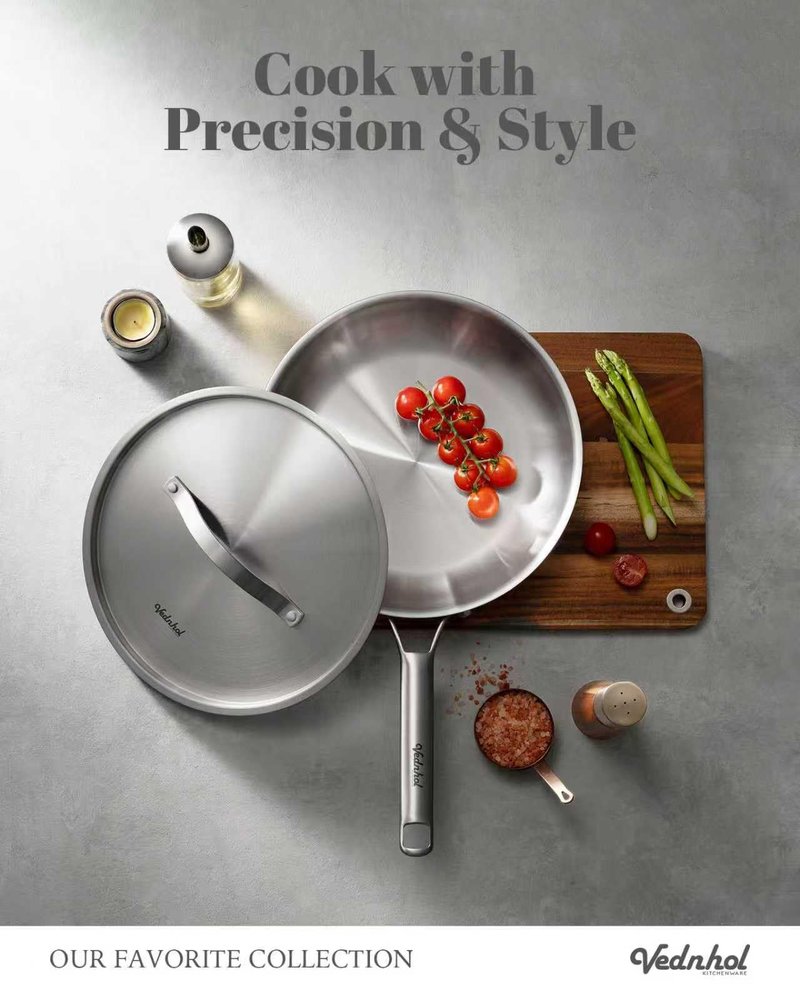 Stainless Steel Cookware Set, 8 Pcs Tir-Ply Pots and Pans Set, PFOA&PTFE Free, Dishwasher&Oven Safe, Kitchen Induction Compatible, ollas de acero inoxidable para cocinar