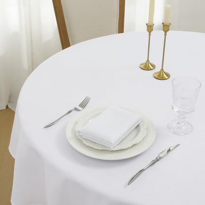 Romanstile Round Waterproof Tablecloth, Stain Resistant Washable Table Cloths Wrinkle Free Polyester Table Covers for Kitchen Dining Party Wedding Indoor and Outdoor - White, 48 Inch