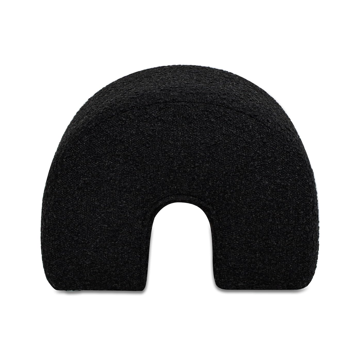 Jennifer Taylor Home Bridge 16" Arched Upholstered Footstool Ottoman, Ebony Black Boucle