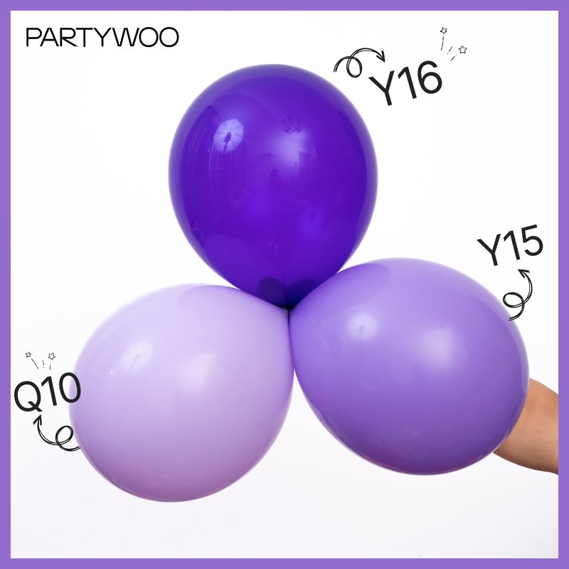 PartyWoo Purple Balloons 101pcs 12 Inch Purple Latex Balloons for Birthday Baby Shower Anniversary Engagement Wedding Princess Bachelorette Bridal Shower Butterfly Party Decorations Purple-Y15