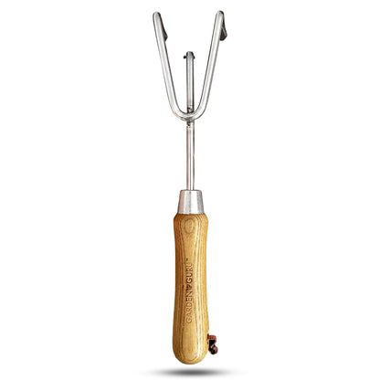 Garden Guru Eco Hand Cultivator Rake Tiller Tool- 100% Recycled Stainless Steel - Rust Resistant - FSC Certified Wood Ergonomic Handle - Great for Gardening Cultivating Loosening Weeding