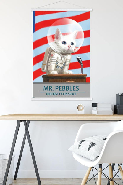 Trends International Fallout 4 - Mr. Pebbles - The First Cat in Space Wall Poster, 22.37" x 34.00", Premium Print and White Hanger Bundle