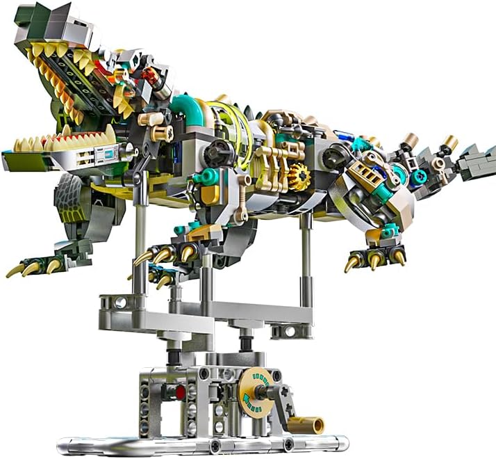 Mechanical Crocodile Building Set with Lights and Display Stand Lego-Compatible Animal Building Blocks Toy Home Decor Gift for Boys Teens Kids and Adults Aged 12+ (996 Pieces)
