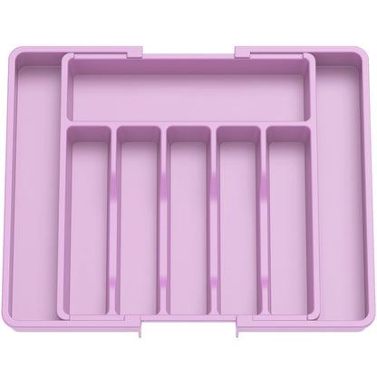 Lifewit Silverware Drawer Organizer, Expandable Utensil Tray for Kitchen, BPA Free Flatware and Cutlery Holder, Adjustable Plastic Storage for Spoons Forks Knives, 8.5"-14.1" x 12.1", Black