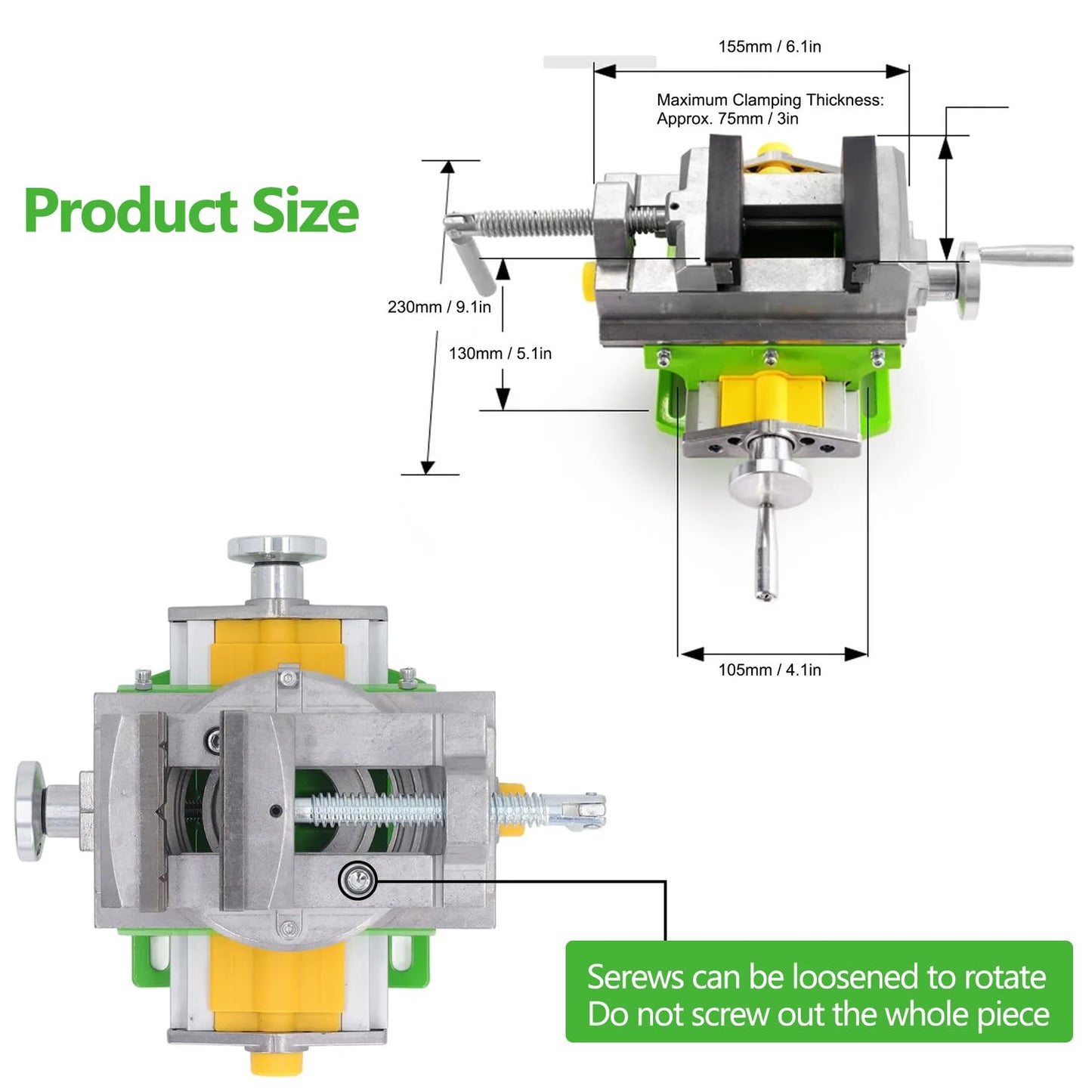 3’’ Cross Slide Drill Press Vise, 2 Way X-Y Compound Benchtop Drill Press Vise with 90° Rotary Table, for Mini Milling Machine