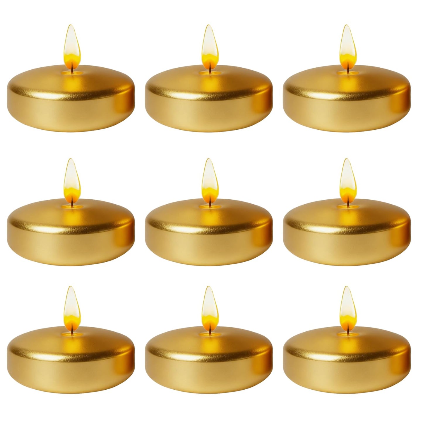 Gold Floating Candles 3 Inch 12 Pack – Paraffin Wax Floating Candle for Weddings, Centerpieces, Parties & Holiday Décor – Elegant, Long Burning & Clean Flame