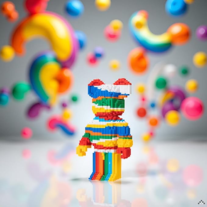 LNZDD 3D Building Blocks Rainbow Bear Colorful Construction Toy Set Gift for Children and Adults