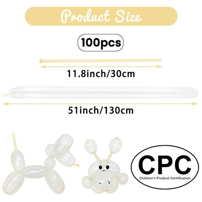 HYKJNBW 100Pcs Clear 260 Balloons, Long Balloon for Tying Balloon Arch, Long Skinny Clear Balloons for Twisting Ballons Animal balloons Birthday Party Wedding Festival Decorations