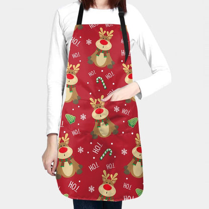 Granbey Chistmas Apron with 2 Pockets Holiday Kitchen Apron Christmas Elk Style Decoration Apron for Christmas Dinner Party Cooking Baking Crafting House Gift for Bakers Mom Dad Wife Husband