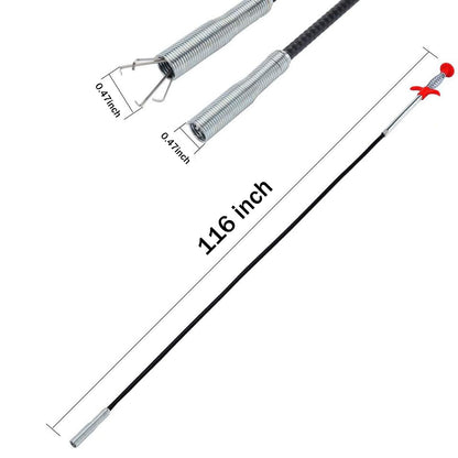 Drain Snake，116" Flexible Grabber Claw Tool Reacher Drain Snake Hair Drain Clog Remover for Toilet Sewer Shower Kitchen Bathroom Tub Clogged Drains Opener Cleaning Tool