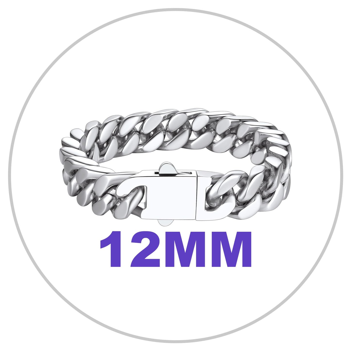Richsteel Chunky Miami Cuban Link Chain Bracelet Hip Hop Stainless Steel Jewelry
