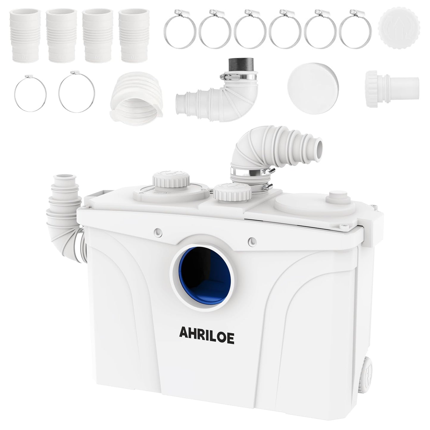 900W Macerator Pump with 2 Outlets/5 Inlets, 1.2HP Sewage System for Toilet