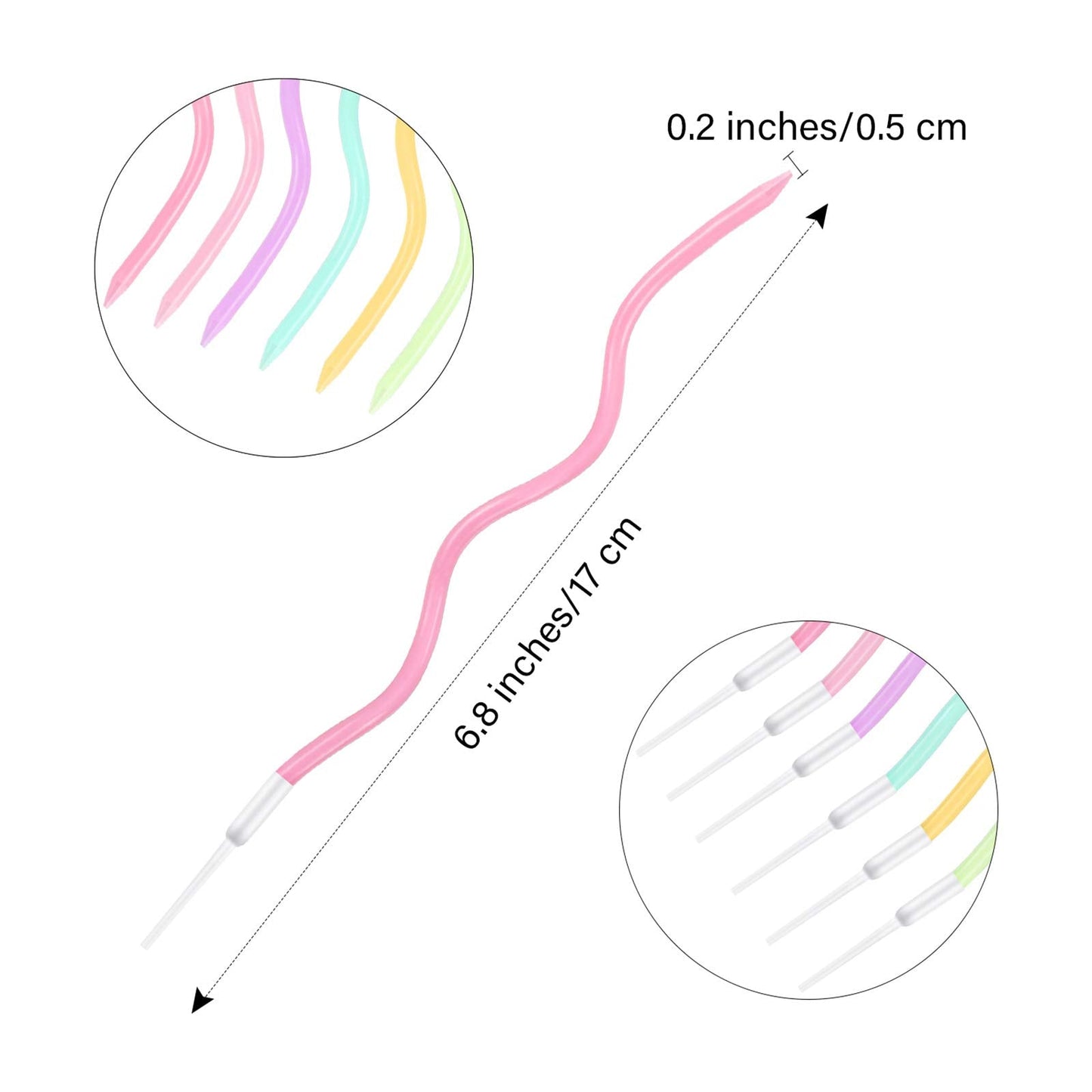 BBTO 12 Pcs Twisted Birthday Candles Spiral Metallic Cupcake Thin Long Cake Candles with Holders for Birthday Wedding Party(Colorful)