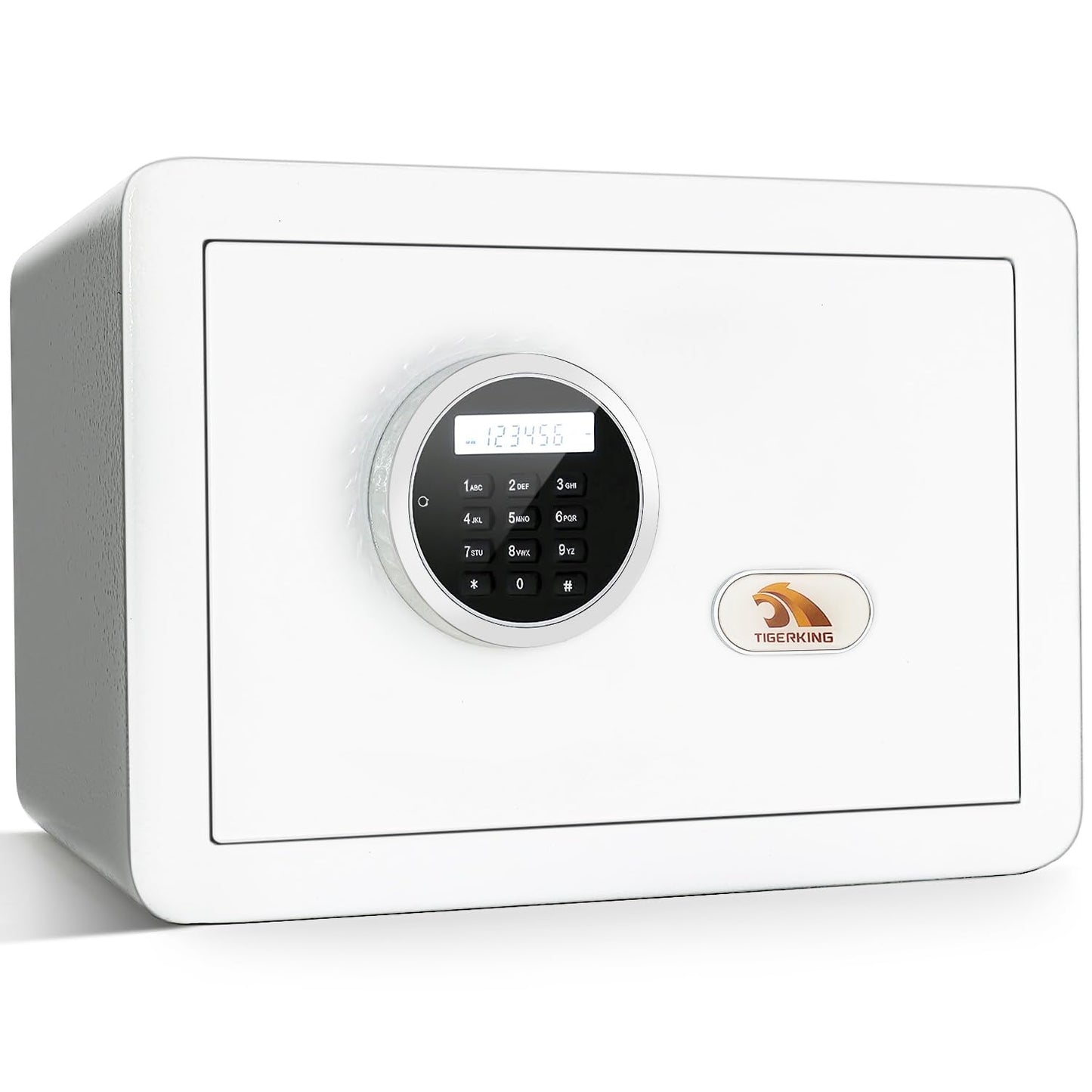 TIGERKING Small Safe Box for Home, 1.2 Cubic Feet White Safes Box with Digital Lock, Easy Assembly, Secure Electronic Locking Mechanism, Compact Personal Safe for Valuables