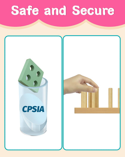 kecristv Montessori Toys for 1 2 Year Old Girl and Boy Birthday Gifts, Shape Sorter Wooden Toys for Toddlers Age 1-3 2-4, Learning Educational Sensroy Stacking Toddler Puzzles