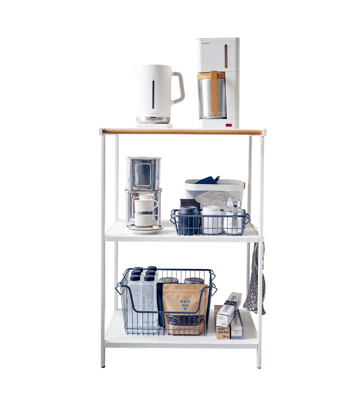 Yamazaki Home Kitchen Appliance 3 tier Storage Rack-Standing Organizer Shelves, One Size, Black