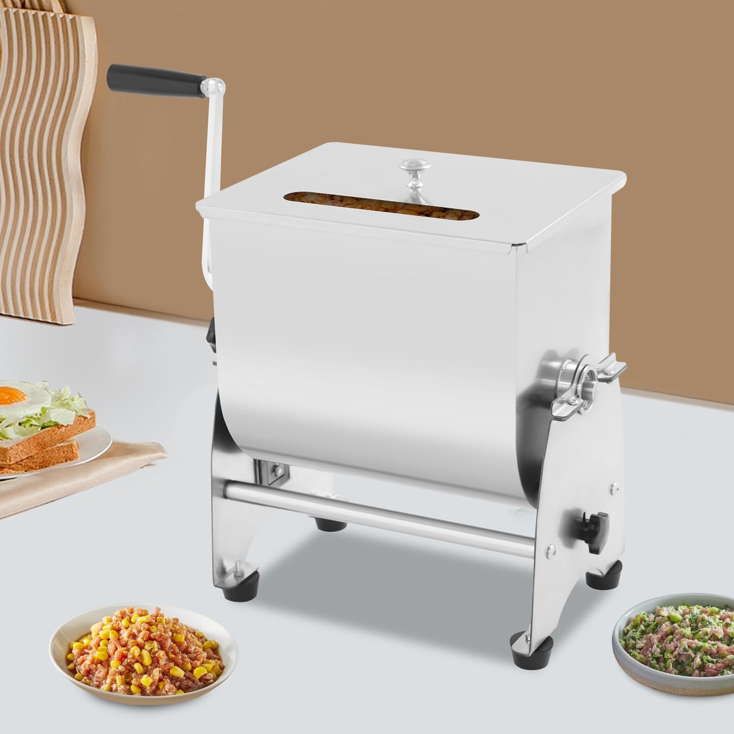 Manual Meat Mixing Machine, Meat Mixer 22lb Capacity, Commercial Tilting Mixer, Large Tub, Removable Paddle, Sausage Mixing Machine, for Home Kitchen, Butcher, Restaurant
