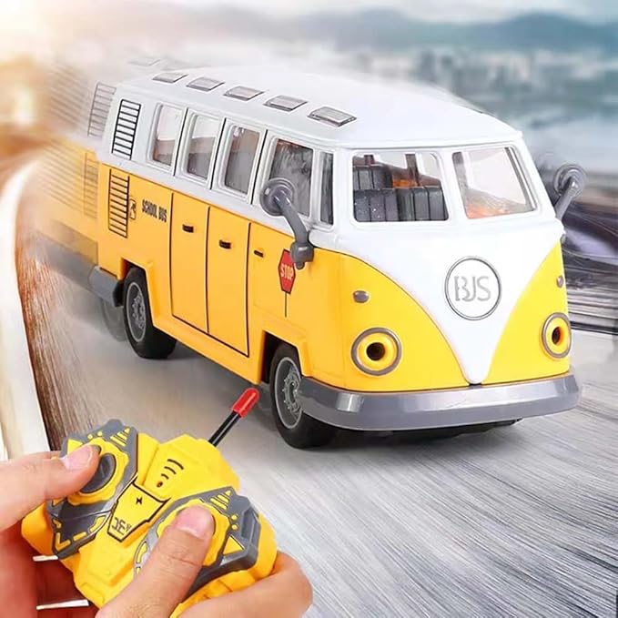 RC School Bus for Kids - Remote Control Toy Classic School Bus with LED Lights 1:30 High Simulation 4 Channel City Bus Vehicle Christmas Birthday Gift for Kids Boys Girls Age 3-6