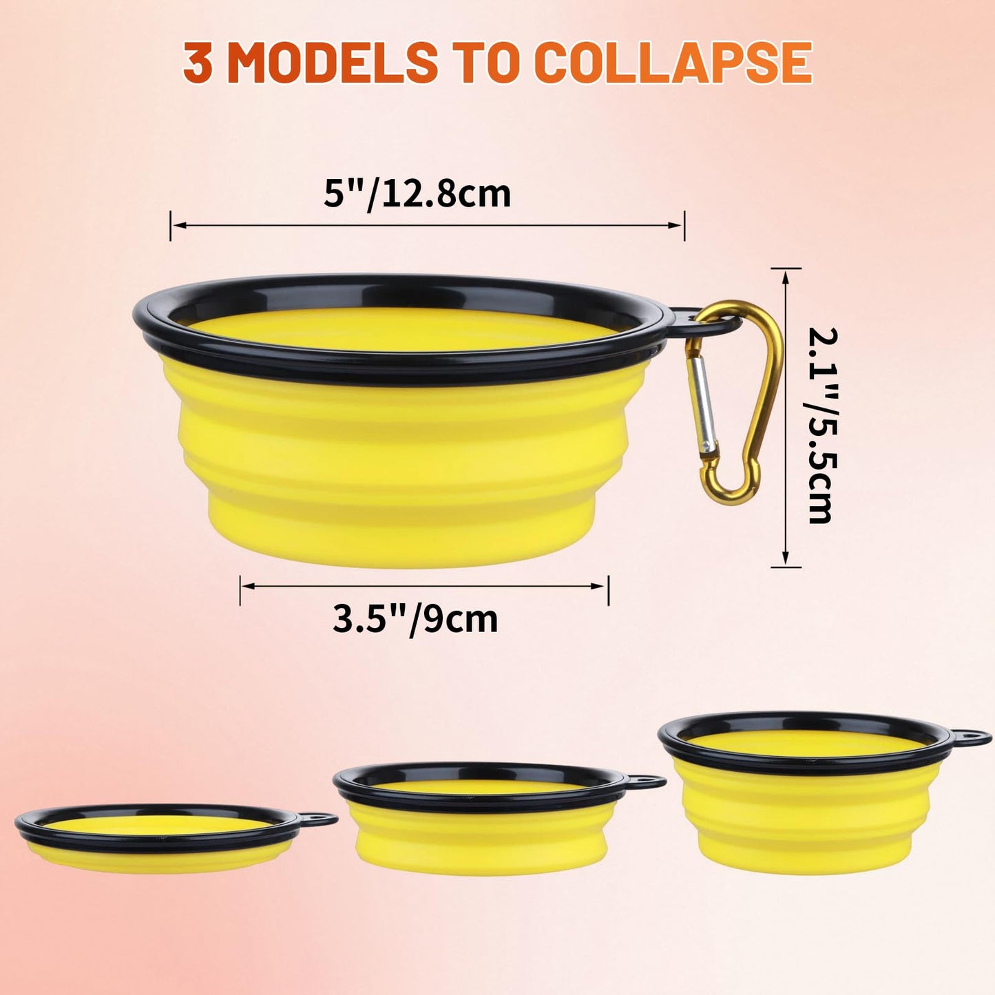 Dog Bowl Pet Collapsible Bowls, 2 Pack for Cats Dogs, Portable Pet Feeding Watering Dish for Walking Parking Traveling with 2 Carabiners (Small, Blue+Green)