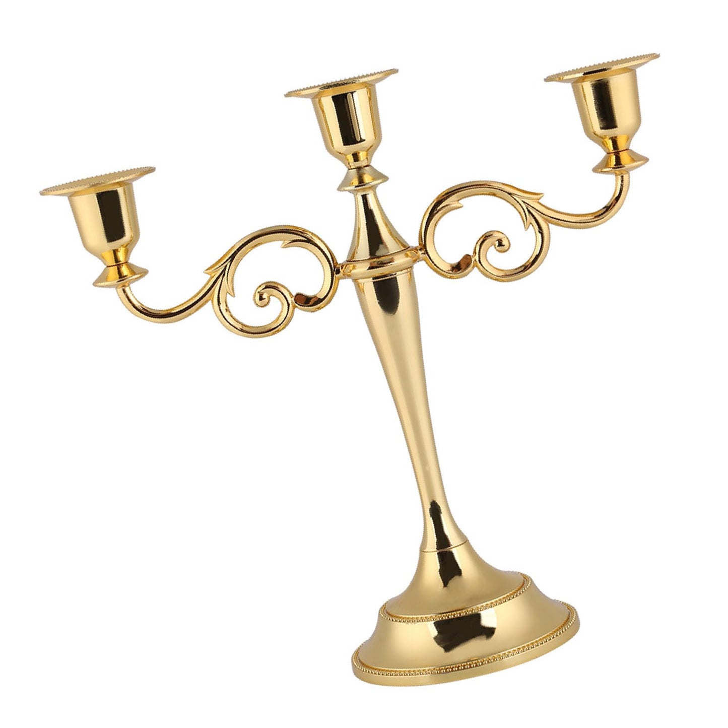 Dioche 3 Arm CandMetal Candelabra for Weddings & Home Decor | Sturdy Design, Silver Finish | Perfect Loved Ones (Gold)