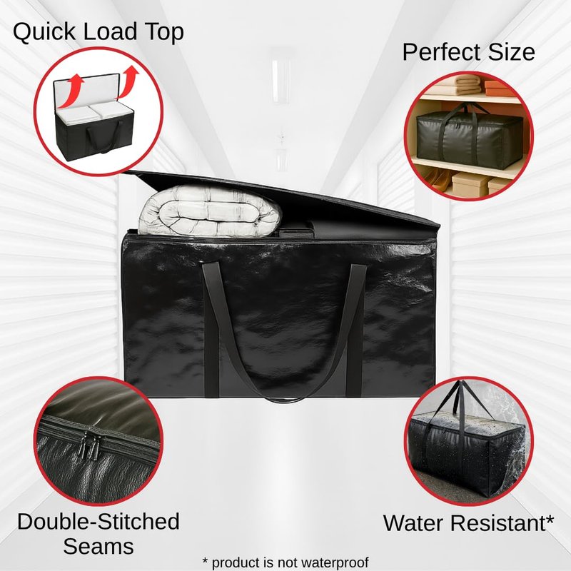 BAG-THAT! 10 - Pack Heavy Duty Large Moving Bag with Strong Zipper and Comfortable Handles Durable & Sturdy Large Storage Bags Totes Bins Packing Moving Boxes College Supplies for Packing