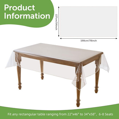Spring rain Clear Table Cover Protector 54 x 78 Inch, PVC Plastic Tablecloth, Waterproof Oil Spill Proof Stain Resistant & Wipeable, Rectangle Vinyl Tablecloth for Desk Coffee Dining Room Table