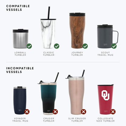 Simple Modern Tumbler Lids | 3 Pack | Reusable Replacements ONLY Fits Simple Modern, S|M | Stainless Steel Classic, Journey, Scout Travel Coffee Mug Water Bottle | Classic Collection | Malibu