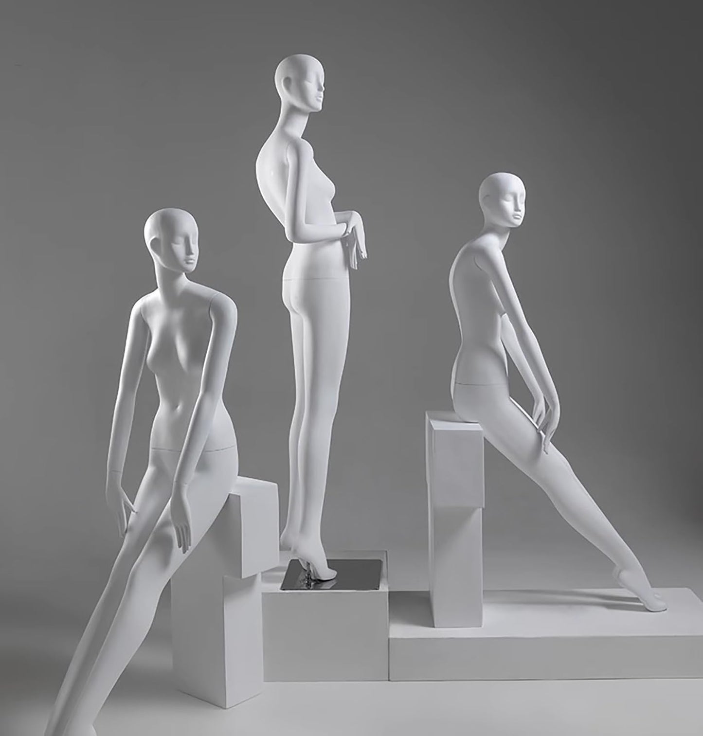Matte White Female Mannequin with Head, Tall Detachable Dress Form Dummy for Home, Online Shop & Retail Display - Perfect Torso Body(Style4)