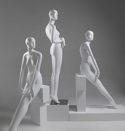 Matte White Female Mannequin with Head, Tall Detachable Dress Form Dummy for Home, Online Shop & Retail Display - Perfect Torso Body(Style4)