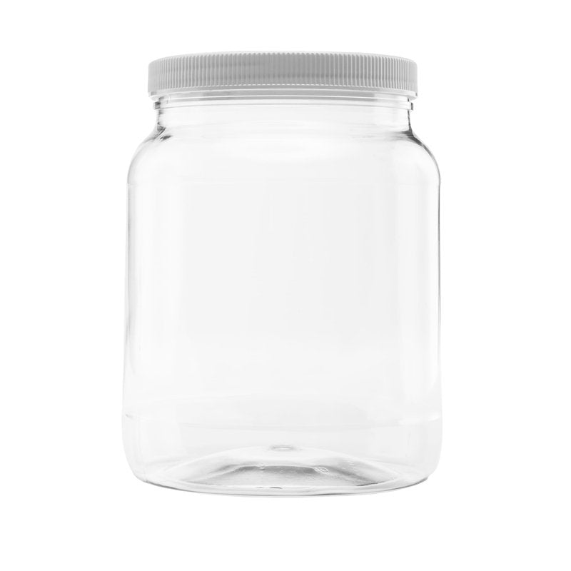 CLEARVIEW CONTAINERS Plastic Storage Jars with Leak Proof Lids, BPA Free, Hand Wash Only (64oz, 1PK White)
