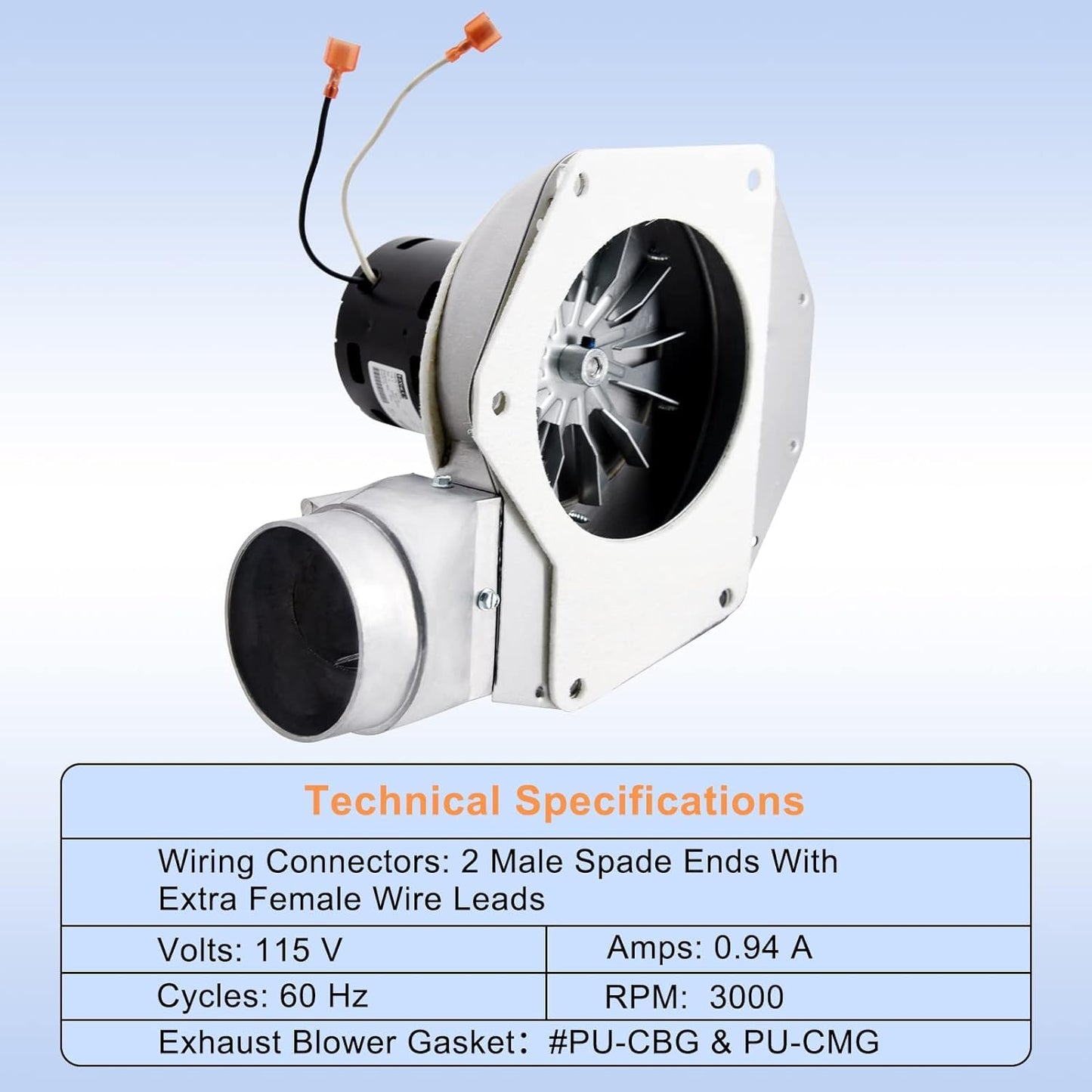 Criditpid PU-076002B Exhaust Blower & PU-4C447 Convection Blower Fan Kit for Englander 25-PDV, 55-SHP22, 55-TRP22 Pellet Stoves.