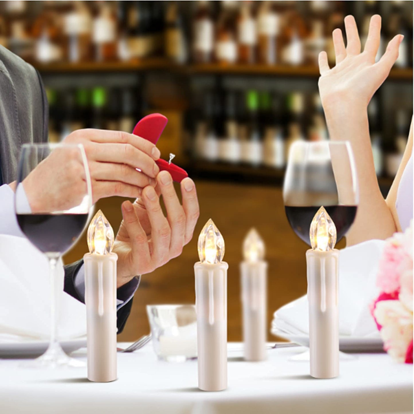 HANNAHONG 10 PCS Flamless Taper Fake Candles,Battery Operated LED Window Flickering Lights with Timer Remote, Perfect for Christmas Holiday Home Party Decoration, Warm White