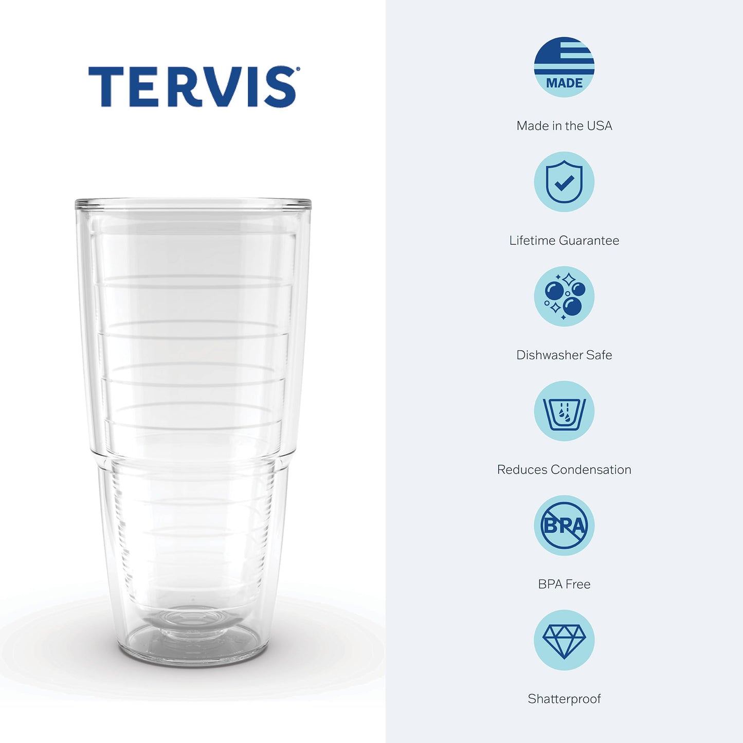 Tervis Octopus Made in USA Double Walled Insulated Tumbler Travel Cup Keeps Drinks Cold & Hot, 24oz, Classic