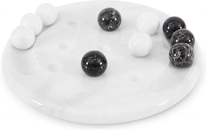 Radicaln Marble Tic Tac Toe Board Game 10 Inches White &amp Black Handmade Adults Brain Games for Tabletop Ideal Tic Tac Toe Strategy Board Games for Game Night