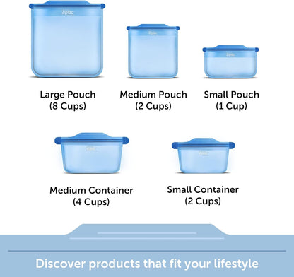 Ziploc Endurables Large Pouch and Medium Container, Reusable Silicone Bags and Food Storage Meal Prep Containers for Freezer, Oven, and Microwave, Dishwasher Safe