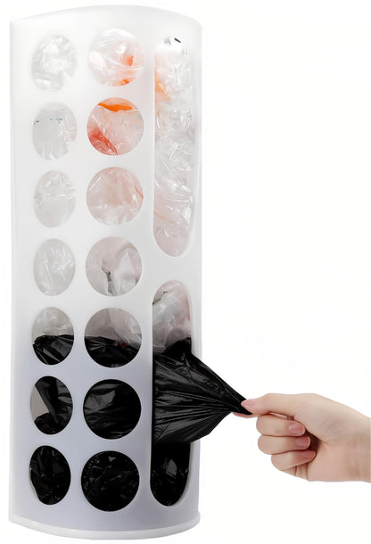 Lunies Plastic Bag Holder for Grocery Bags，Large Capacity Plastic Bag Dispenser, Multiple Grocery Bag Storage Organizer, Wall Mount Kitchen Trash Bag Holder(White,1 pack)