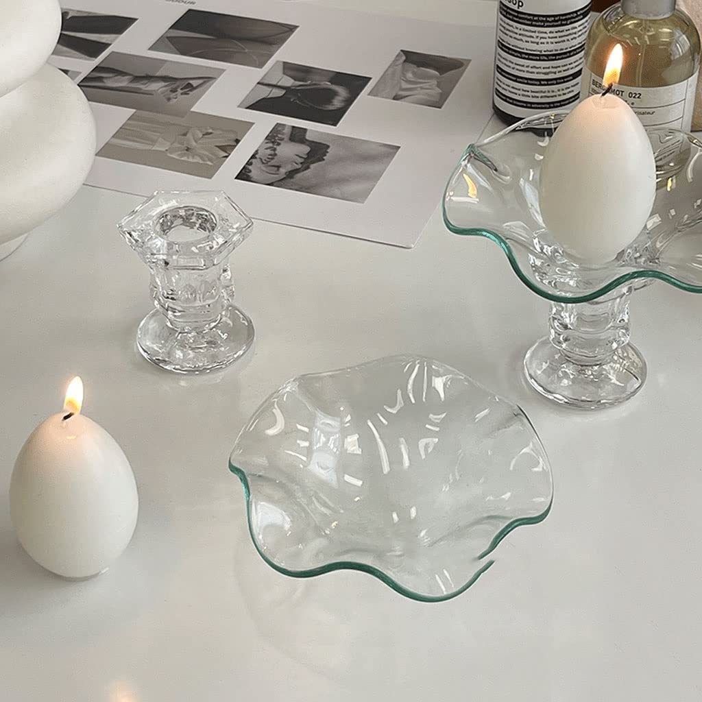 UNNS Candlestick Holder Curved Pillar Glass Candle Holder Dining Table Center Candle Holder Suitable for Dinner Living Room Kitchen Dining Room Candle Holders (Color : A)