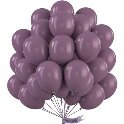 PartyWoo Dusty Purple Balloons 50 pcs 12 Inch Matte Mauve Dark Purple Latex Helium Balloons for Wedding Baby Shower Gender Reveal Graduation Butterfly Birthday Party Decorations Purple-F50