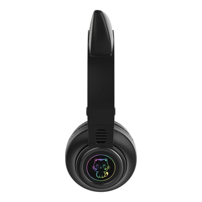 YUSONIC Cat Ear Bluetooth Headphones,Toddlers Kids Wireless Headphones for Boys Girls Amazon Fire Tablet/Laptop/Pad/School (Black)