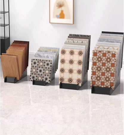 Floor Tile Sample Rack,Durable Wooden Floor Tile Display Rack - 71x43x31cm Multi-Slot Retail Storage Stand for Building Materials, Stylish Showroom Shelf, Ideal for Product Showcasing & Stor