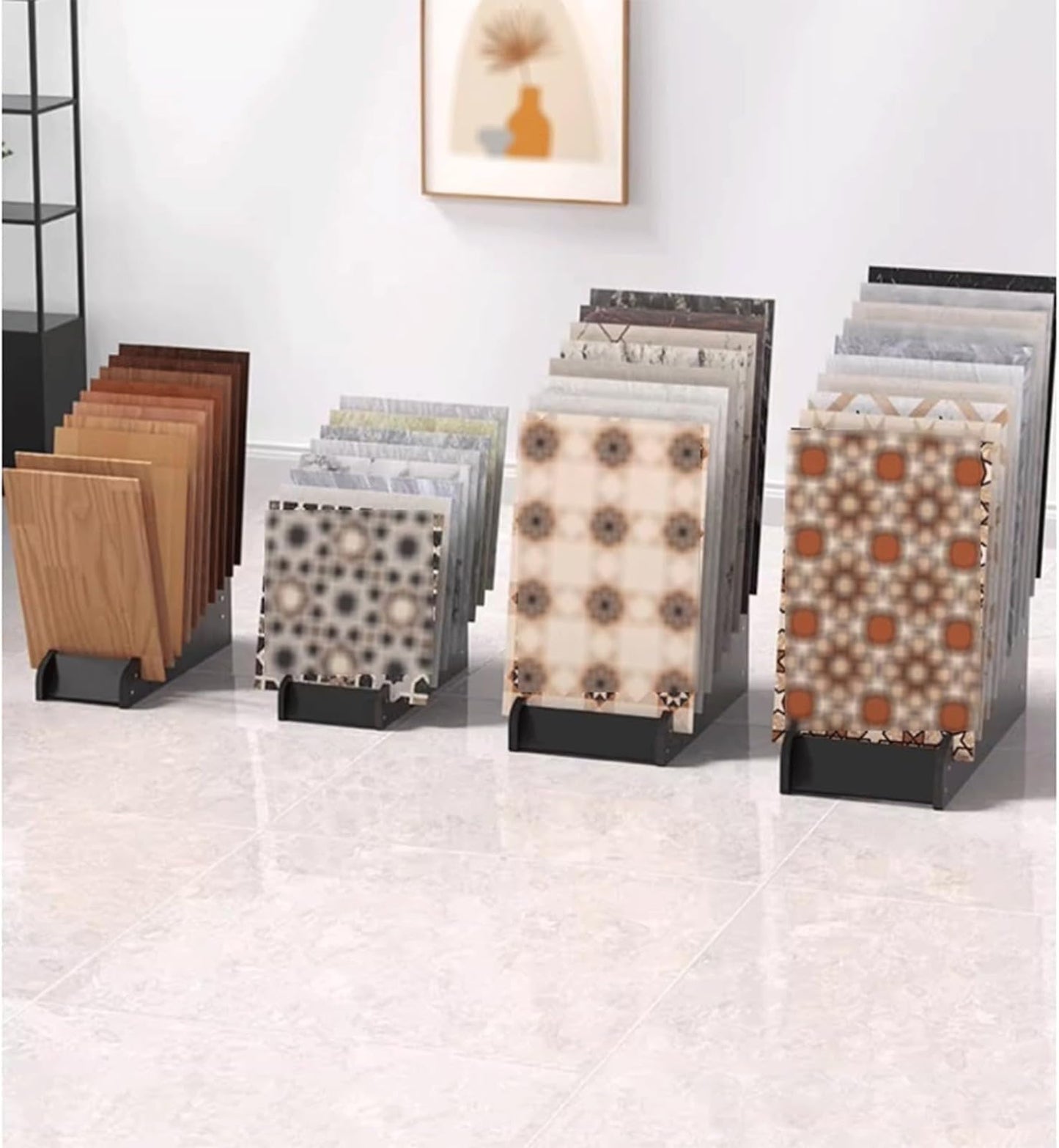 Floor Tile Sample Rack,Wooden Tile Sample Display Rack - 59x43x44.5cm Floor-Standing Organizer for Retail & Home Improvement, Multi-Slot Storage Shelf for Tiles, Samples, & Building Material
