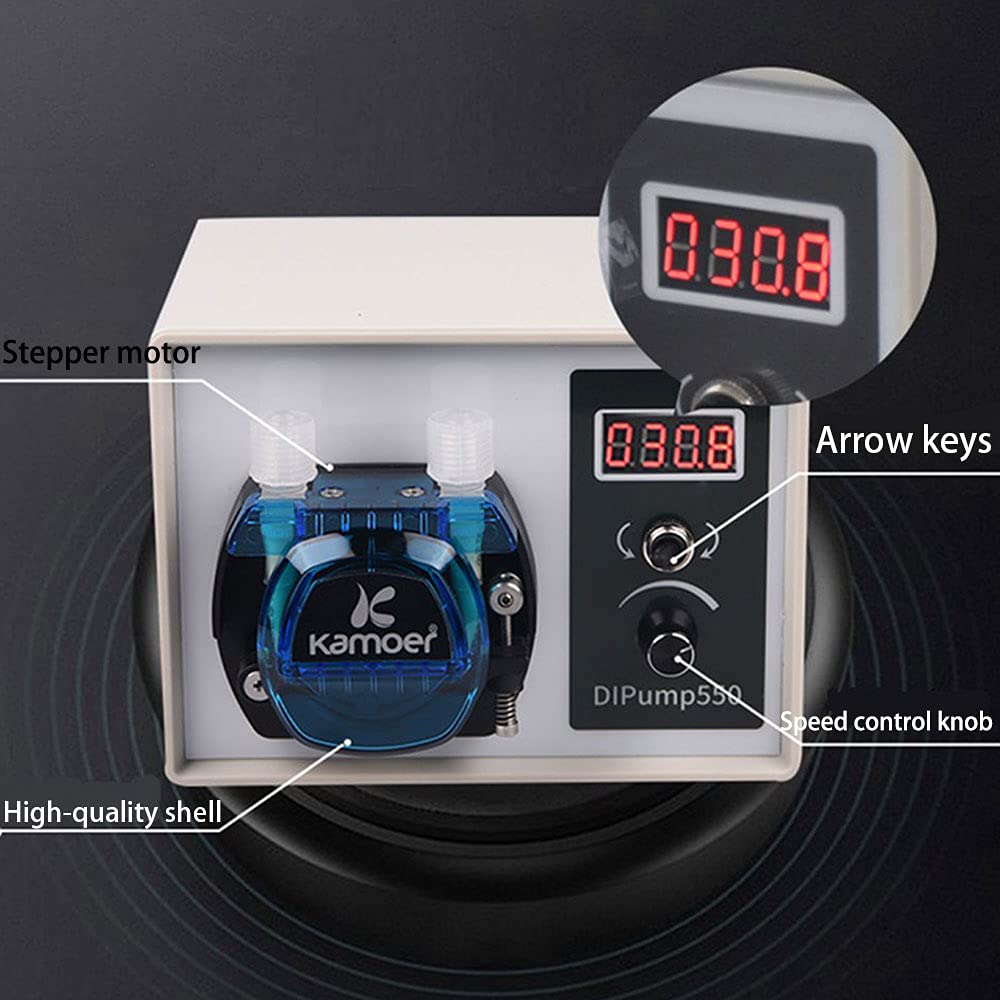 Kamoer DIP 3 Rotors Stepper Motor Peristaltic Pump 24V Small Intelligent Variable Speed High Flow Lab Liquid Dosing Pump 0-452 ml/min BPT Tube 4.8 mm ID x 8 mm OD White