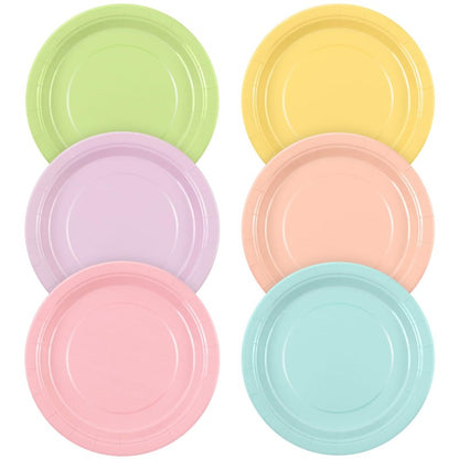 Breroa 72 Pieces 9 Inch Pastel Rainbow Paper Plates Disposable Heavy Duty Paper Plate Sustainable Dinner Dessert Plate Decorative Plates Bulk for Parties, Holidays, Picnics